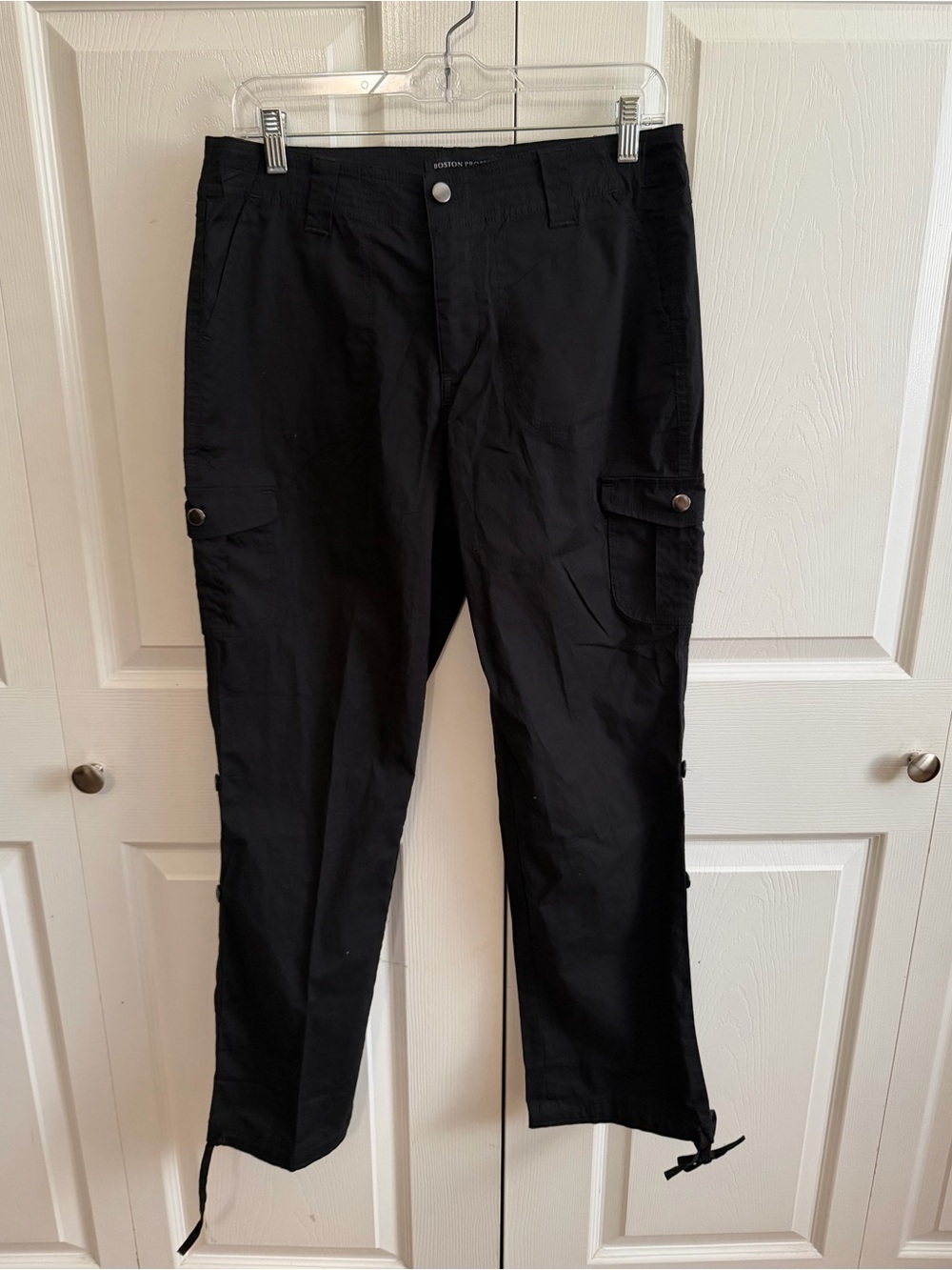 Boston Proper Black Cargo Pants with Ankle Ties